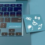 Icons representing different cognitive and communication abilities displayed on a laptop, illustrating diversity of participation in digital youth work