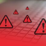 The keyboard displays a warning sign, a stark message about the dangers of unchecked online activity